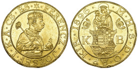 Ungarn 1896 KB 
UNGARN Franz Josef I., 1848-1916 9 Dukaten 1896 KB, Kremnitz, nach dem Typ eines Talers des Kaisers Ferdinand I. (1526-1564). Milleni...