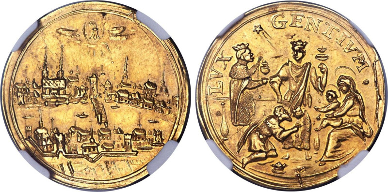 Basel 1680-1700
BASEL Goldmedaille o. J. (um 1685). Im Gewicht zu 2 Dukaten. Zu...