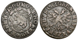 Bern 1618
BERN Batzen 1618. Av. Geschweifter Berner Wappenschild. Die Jahreszahl in der Umschrift. Rv. Nimbierter Doppeladler. 2.49 g. Lohner 648-657...