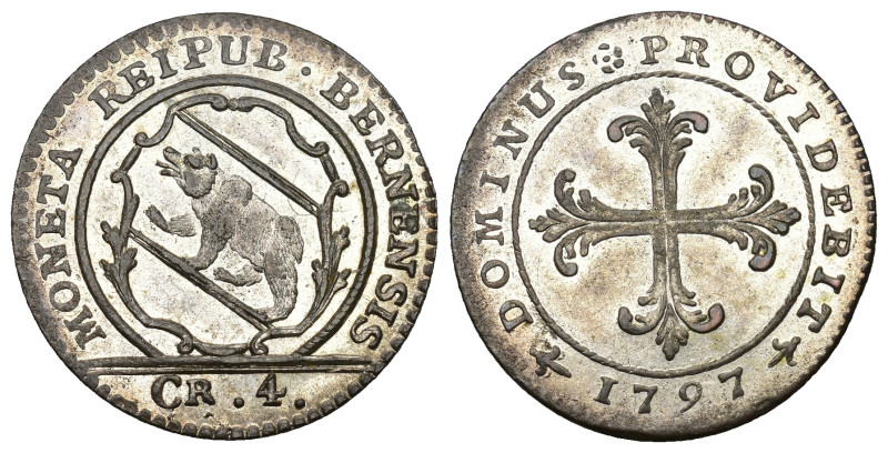 Bern 1797
BERN Batzen 1797, Bern. Divo/Tobler 524q, HMZ 2-223p. 2.66 g. FDC