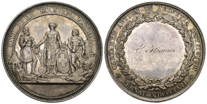 Bern 1857
BERN 1857 Kunst Prämien Medaille in Silber 38.2g 46mm SM 565 vorzügli...