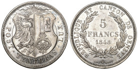 Genf 1848
GENF 5 Francs 1848, Genf. Demole 707. D.T. 280. HMZ 2-364a. Sehr selten in dieser Erhaltung / Very rare in this condition. Sehr selten. Nur...