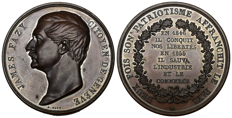 Genf 1855
GENF J.Fazi Genfer Politiker Bronce Medaille SM 1694 42mm FDC