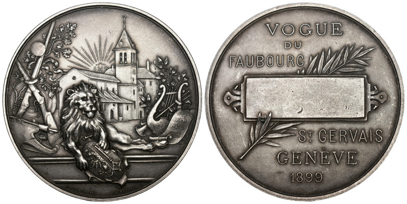 Genf 1899
GENF 1899 St.Gervais Vogue du Faubourg Silber 52mm 61g bis unzirkulie...