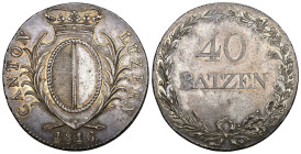 Luzern 1816
LUZERN 40 Batzen (Neutaler) 1816. 29.41 g. D.T.54a. HMZ 2-669a. Selten. Nur 3'178 Exemplare geprägt. Bis unzirkuliert