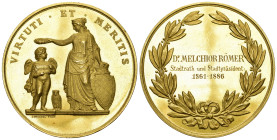 Zürich 1886
ZÜRICH Goldmedaille Stadtrat und Stadtpresident 1861-1886 95.3g in Originalbox, bisher nur als Silbermedaille bekannt, Unique in Original...