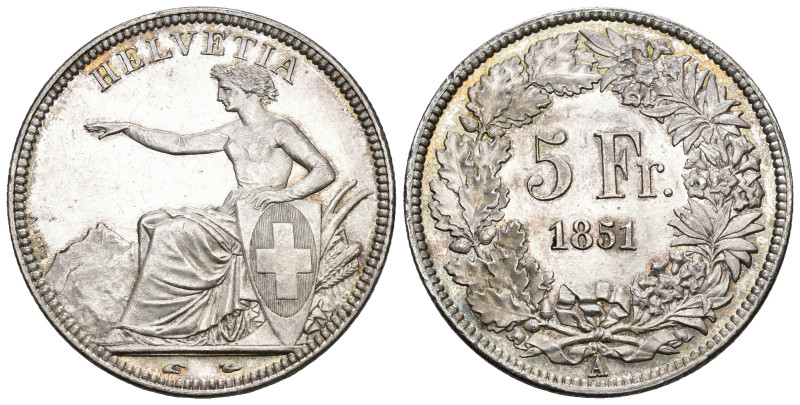 Schweiz 1851
SCHWEIZ. Eidgenossenschaft. 5 Franken 1851 A, Paris. 25.05 g. Divo...