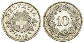 Schweiz 1873
SCHWEIZ. Eidgenossenschaft 10 Rappen 1873 B, Bern. 2.49 g. Divo 44. HMZ 2-1209d. Prachtvolle Erhaltung bis unzirkuliert