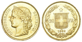 Schweiz 1889
SCHWEIZ. Eidgenossenschaft 20 Franken Helvetia Gold 6.45g HMZ 2-1194e bis unzirkuliert