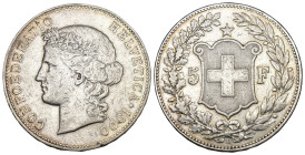Schweiz 1900
SCHWEIZ. Eidgenossenschaft 5 Franken 1900 B, Bern. 24.97 g. Divo 181. HMZ 2-1198i. Selten / Rare. Sehr schön bis vorzüglich