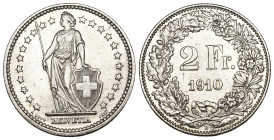 Schweiz 1910
SCHWEIZ. Eidgenossenschaft 2 Franken 1910 B, Bern Silber 10g Divo 266. HMZ 2-1202 vorzüglich bis unzirkuliert