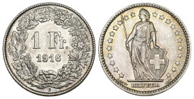 Schweiz 1916
SCHWEIZ. Eidgenossenschaft 1 Franken 1916 B, Bern Silber KM 24 bis unzirkuliert