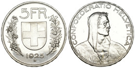 Schweiz 1925
SCHWEIZ. Eidgenossenschaft 5 Franken 1925 B, Bern. 25.01 g. Divo 361. HMZ 2-1199 fast FDC