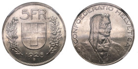 Schweiz 1928
SCHWEIZ. Eidgenossenschaft 5 Franken 1928 B, Bern. 25.01 g. Divo 380. HMZ 2-1199g. Sehr selten / Very rare. Prachtexemplar Prooflike FDC...