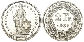 Schweiz 1936
SCHWEIZ. Eidgenossenschaft 2 Franken 1936 10 g Silber KM 21 fast FDC