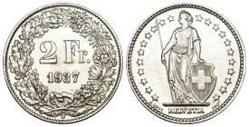 Schweiz 1937
SCHWEIZ. Eidgenossenschaft 2 Franken 1937 Silber KM 21 seltene Erhaltung fast unzirkuliert