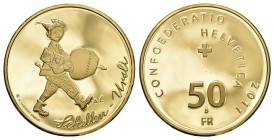 Schweiz 2011
SCHWEIZ. Eidgenossenschaft 50 Franken 2011. Gold 11g Schellen Ursli. im Originaletui. Proof