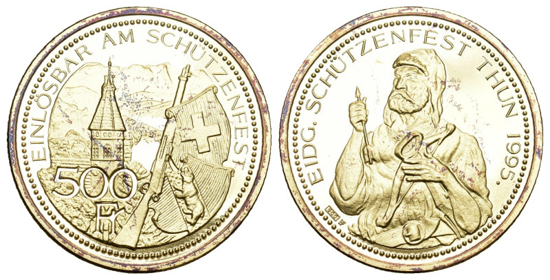 Thun 1895
BERN 500 Franken 1995. Thun. Eidgenössisches Schützenfest. 12.99 g. H...