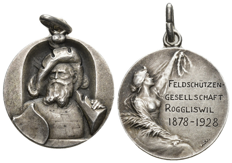 Roggliwil 1928
LUZERN Silbermedaille 1928 Feldschützengesellschaft Silber 8.36g...