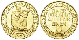 Luzern 1939
LUZERN 100 Franken 1939. Luzern. Eidgenössisches Schützenfest. 17.46 g. Richter (Schützenmedaillen) 908a. Fr. 506. FDC