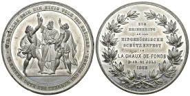 Neuchatel 1863
NEUCHATEL Weissmetallmedaille 1863. La Chaux-de-Fonds. Eidgenössisches Schützenfest. 43.02 g. Richter (Schützenmedaillen) 947b. Sehr s...