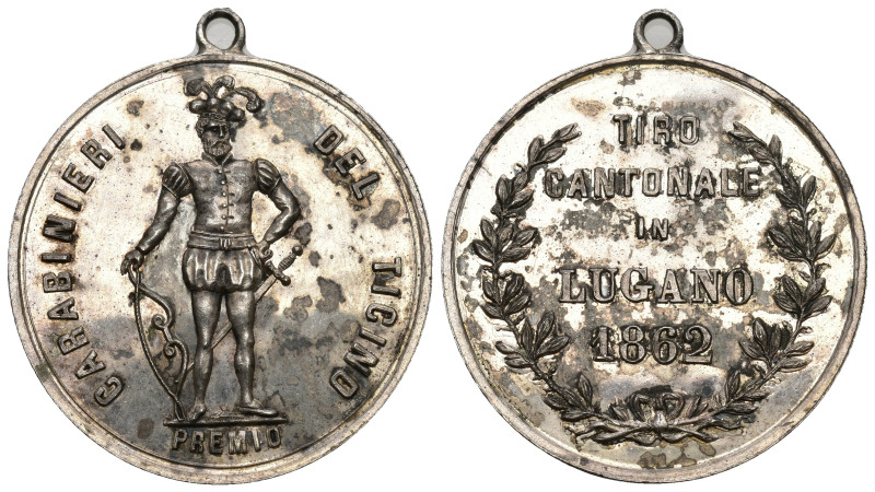 Lugano 1862
TESSIN Silbermedaille 1862. Lugano. Tiro cantonale. 9.38 g. Richter...