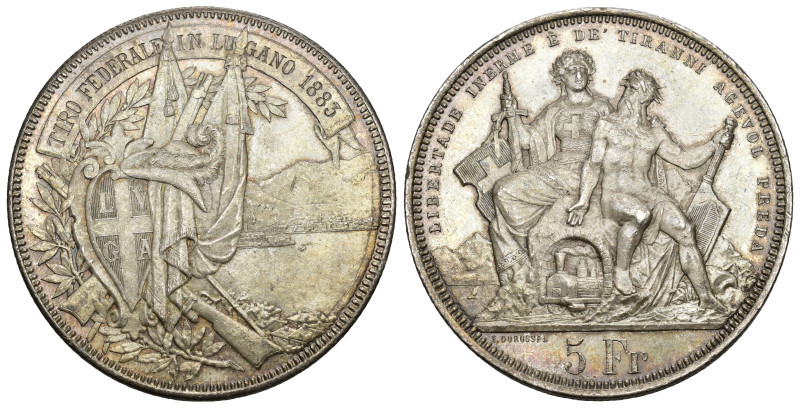 Lugano 1883
TESSIN LUGANO, 1883. 5 Franken 1883. Eidgenössisches Schützenfest. ...