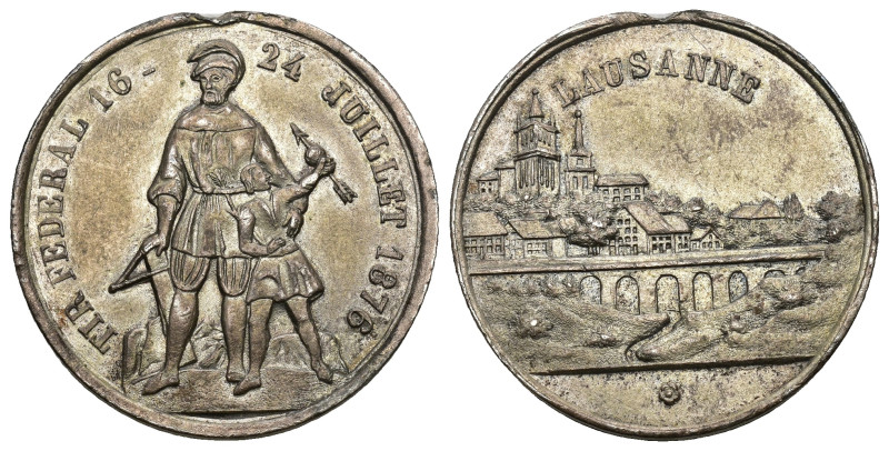 Lausanne 1876
WAADT Zinn Blei Medaille Lausanne 1876 Tir Federal WM 27mm Richte...