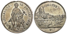 Lausanne 1876
WAADT Zinn Blei Medaille Lausanne 1876 Tir Federal WM 27mm Richter 1572a vorzüglich