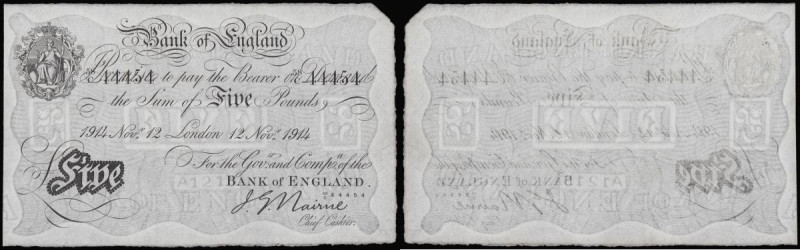 Five Pounds Nairne White Note B208b dated 12th November 1914 serial number 58/C ...