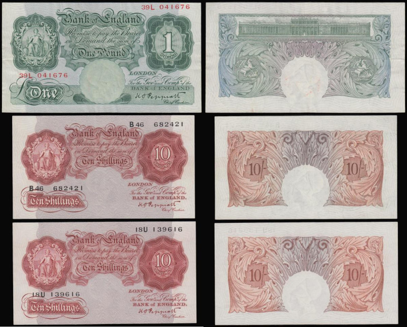Peppiatt (3) Ten Shillings B235 prefix B46 and B236 prefix 18U, Pound B238 prefi...