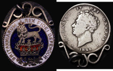 Enamelled Shilling 1826 the reverse in three colours, red, white and blue, Fair workmanship, with an ornate mount attached to the top of the reverse
...