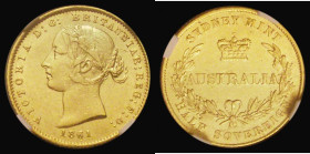 Australia Half Sovereign 1861 Sydney Branch Mint, Marsh 386, in an NGC holder AU Details - Surface Hairlines
Estimate: GBP 750 - 850