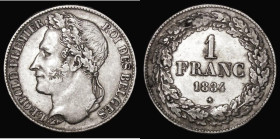Belgium One Franc 1834 KM#7.1 GVF the obverse with a contact mark to the left of the ear, a scarce issue with this being one of the more elusive dates...