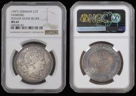 German Colonial 2 -1/2 Tola Pattern in Silver undated (1877) 35mm Schaaf 62 M2 Silver rare Choice Mint State with a lovely tone and graded MS64 by NGC...