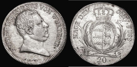 German States - Wurttemberg 20 Kreuzer 1812 ILW Right facing portrait, KM#521, VF/About EF with touches of gold toning, the obverse with some light ha...