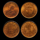 India Quarter Anna (2) 1935 Calcutta Mint KM#512, 1940 Bombay Mint, low relief, shorter fleur-de-lis in crown KM#531, both in PCG holders (Polskie Cen...