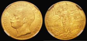 Italy 50 Lire Gold 1911R 50th Anniversary of the Kingdom KM#54, in an NGC holder and graded MS62, scarce with only 20,000 issued
Estimate: GBP 1400 -...