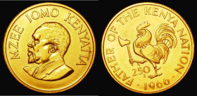 Kenya 250 Shillings Gold 1966 75th Anniversary of the Birth of President Jomo Kenyatta KM#8 Lustrous UNC the reverse with some contact marks, a seldom...