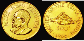 Kenya 500 Shillings Gold 1966 75th Anniversary of the Birth of President Jomo Kenyatta KM#9 Lustrous UNC, a seldom seen issue, our archive database st...