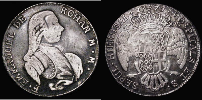 Malta 15 Tari 1779 KM#316 Near Fine/Fine, the reverse once lightly cleaned, now ...