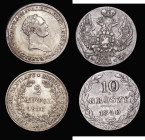 Poland (2) Two Zlote 1830 FH C#115 Good Fine with some fine scratches in the field on either side, ten Groszy 1840 MW C#113a Good Fine with grey tone...