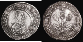 Scotland Five Shillings James VI 1594 S.5494, double struck, the obverse with some doubling to the legend on the right half, the reverse with a second...