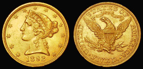 USA Five Dollars Gold 1892 Breen 6746 EF and lustrous with some contact marks and small rim nicks
Estimate: GBP 410 - 480