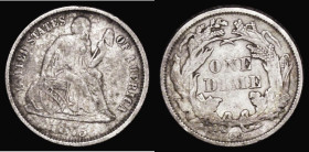 USA Ten Cents 1875CC as Breen 3384 but with wider spaced CC below wreath, Fine, the obverse with a slight uneven tone, Rare, this mintmark spacing usu...