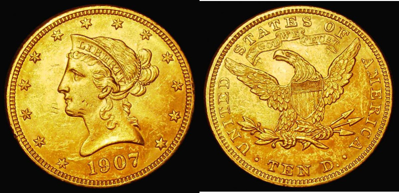 USA Ten Dollars Gold 1907 Eagle Reverse, Breen 7090 GEF/AU and lustrous, the obv...