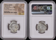 Ancient Greece - Attica Tetradrachm (c.440-404BC) Obverse: Helmeted head of Athena right, Reverse: Owl standing right, with head facing, olive sprig b...