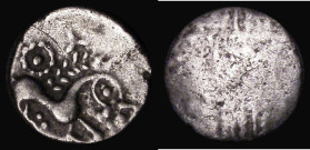 Celtic - Iceni tribe Silver Unit (Early to Mid 1st Century AD.), Obverse: two opposed crescents, Reverse: Horse right, S.436, 0.82g, Obverse worn, rev...