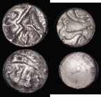 Celtic (2) Silver Quarter Stater Durotriges, Geometric type, Crescent design, Reverse: Zigzag pattern S.368, 1.00 grammes, Near Fine, Corieltauvi Silv...