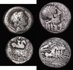 Roman (2) Republic Denarius Porcia (c.125BC) Obverse: Helmeted head right, Reverse: Libertas crowned by Victory, in quadeiga, right, 3.40 grammes VG, ...